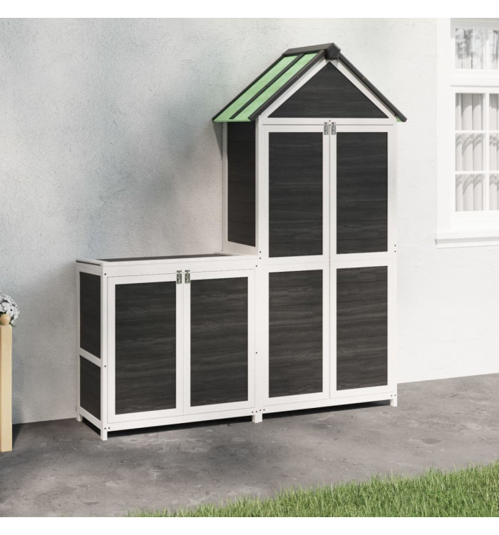 Ensemble de remise à outils de jardin 2 pcs gris pin massif | Mobilier & Déco