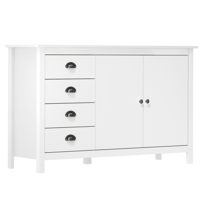 Buffet Hill Blanc 130x40x80 cm Bois de pin solide | Mobilier & Déco