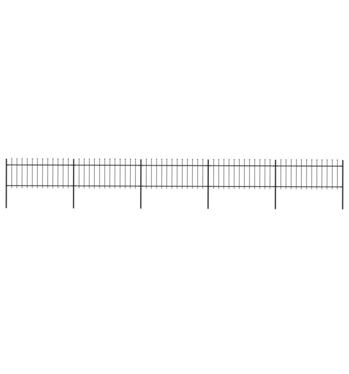 Clôture de jardin avec dessus en lance Acier 8,5x0,8 m Noir | Mobilier & Déco
