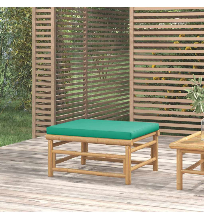 Repose-pieds de jardin avec coussin vert bambou | Mobilier & Déco