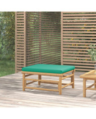 Repose-pieds de jardin avec coussin vert bambou | Mobilier & Déco