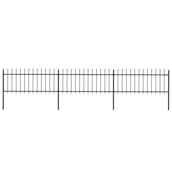 Clôture de jardin avec dessus en lance Acier 5,1 x 0,8 m Noir | Mobilier & Déco