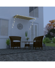 Auvent rétractable avec LED 250x150 cm Jaune et blanc | Mobilier & Déco
