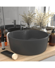 Lavabo de luxe avec trop-plein Gris foncé mat 36x13cm Céramique | Mobilier & Déco