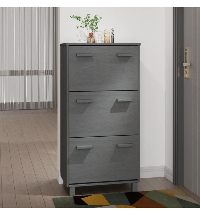 Armoire à chaussures HAMAR Gris foncé 59,5x35x117 cm Pin massif | Mobilier & Déco