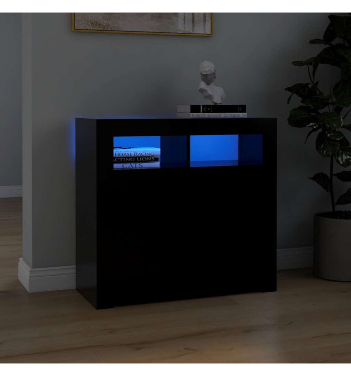 Buffet avec lumières LED noir 80x35x75 cm | Mobilier & Déco