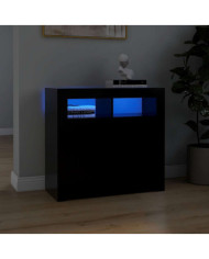 Buffet avec lumières LED noir 80x35x75 cm | Mobilier & Déco
