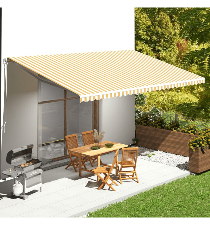 Tissu de remplacement pour auvent Jaune et blanc 6x3,5 m | Mobilier & Déco