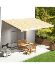 Tissu de remplacement pour auvent Jaune et blanc 6x3,5 m | Mobilier & Déco