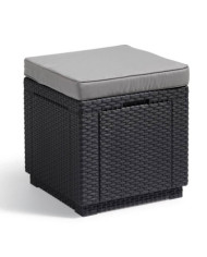 Keter Pouf de rangement Cube avec coussin Graphite | Mobilier & Déco
