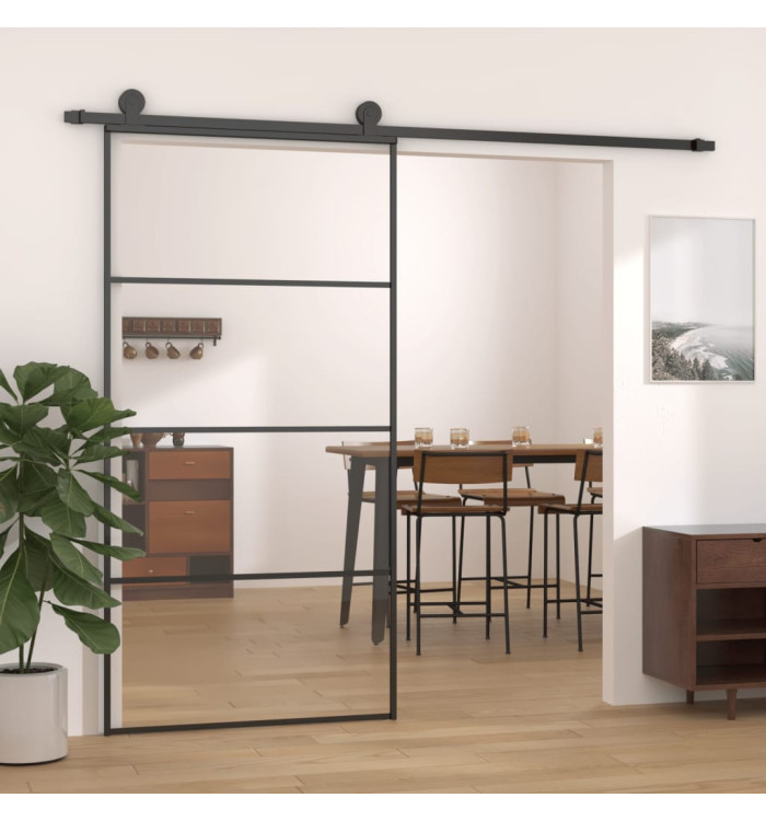 Porte coulissante Aluminium et verre ESG 102,5x205 cm Noir | Mobilier & Déco