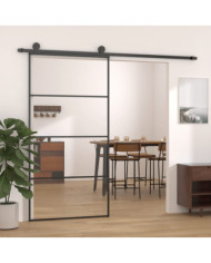 Porte coulissante Aluminium et verre ESG 102,5x205 cm Noir | Mobilier & Déco