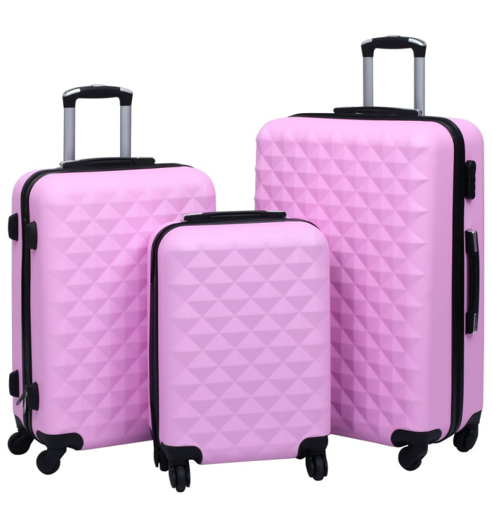 Ensemble de valises rigides 3 pcs Rose ABS | Mobilier & Déco