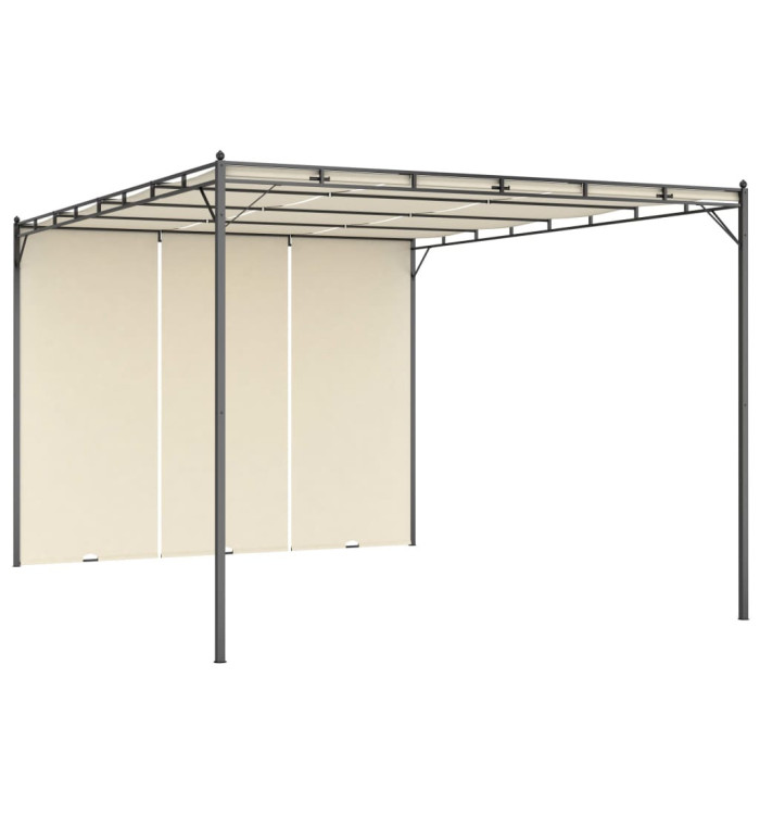 Belvédère de jardin avec rideau latéral 4x3x2,25 m Crème | Mobilier & Déco
