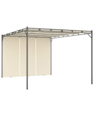 Belvédère de jardin avec rideau latéral 4x3x2,25 m Crème | Mobilier & Déco