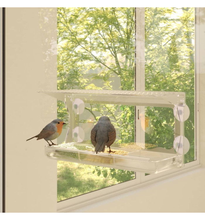 Mangeoires à oiseaux de fenêtre 2 pcs Acrylique 30x12x15 cm | Mobilier & Déco