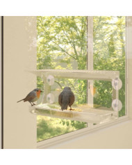 Mangeoires à oiseaux de fenêtre 2 pcs Acrylique 30x12x15 cm | Mobilier & Déco