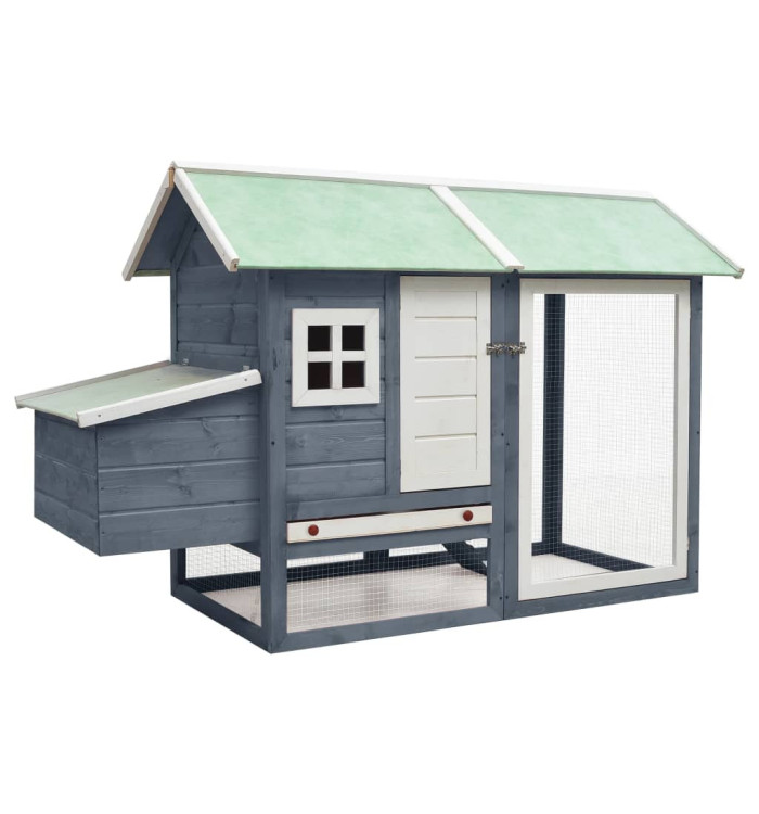 Poulailler Gris 170x81x110 cm Bois de pin massif et sapin | Mobilier & Déco