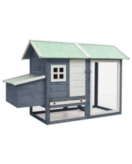 Poulailler Gris 170x81x110 cm Bois de pin massif et sapin | Mobilier & Déco
