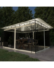 Tonnelle avec moustiquaire et lumières LED 4x3x2,73 m Crème | Mobilier & Déco