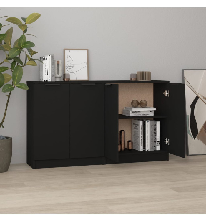Buffets 2 pcs Noir 60x30x70 cm Bois d'ingénierie | Mobilier & Déco