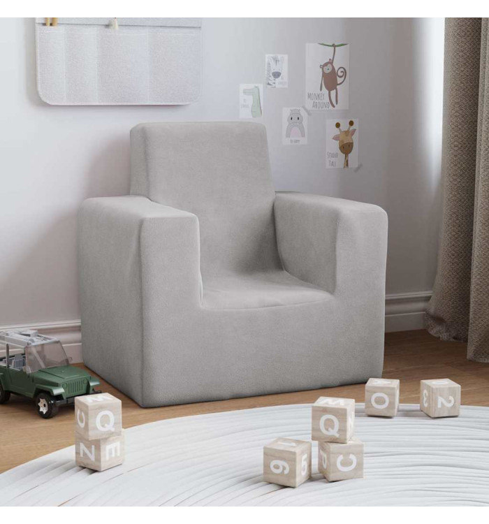 Canapé pour enfants Gris clair Peluche douce | Mobilier & Déco