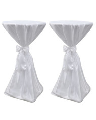 Housse de table blanche avec ruban 80 cm 2 pièces | Mobilier & Déco