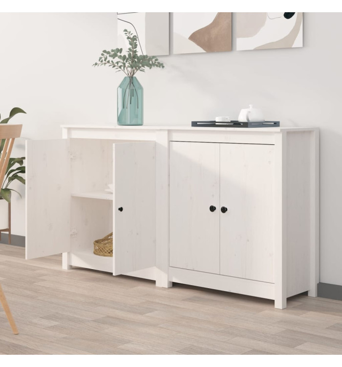 Buffets 2 pcs blanc 70x35x80 cm bois massif de pin | Mobilier & Déco