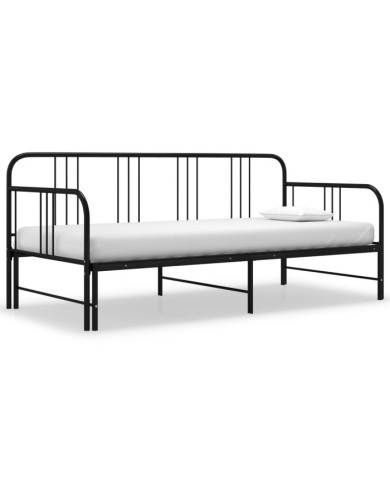 Cadre de canapé-lit extensible sans matelas Noir Métal 90x200cm | Mobilier & Déco