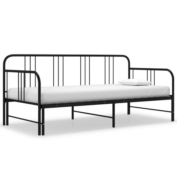 Cadre de canapé-lit extensible sans matelas Noir Métal 90x200cm | Mobilier & Déco