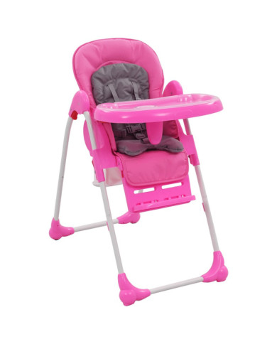 Chaise haute pour bébé Rose et gris | Mobilier & Déco