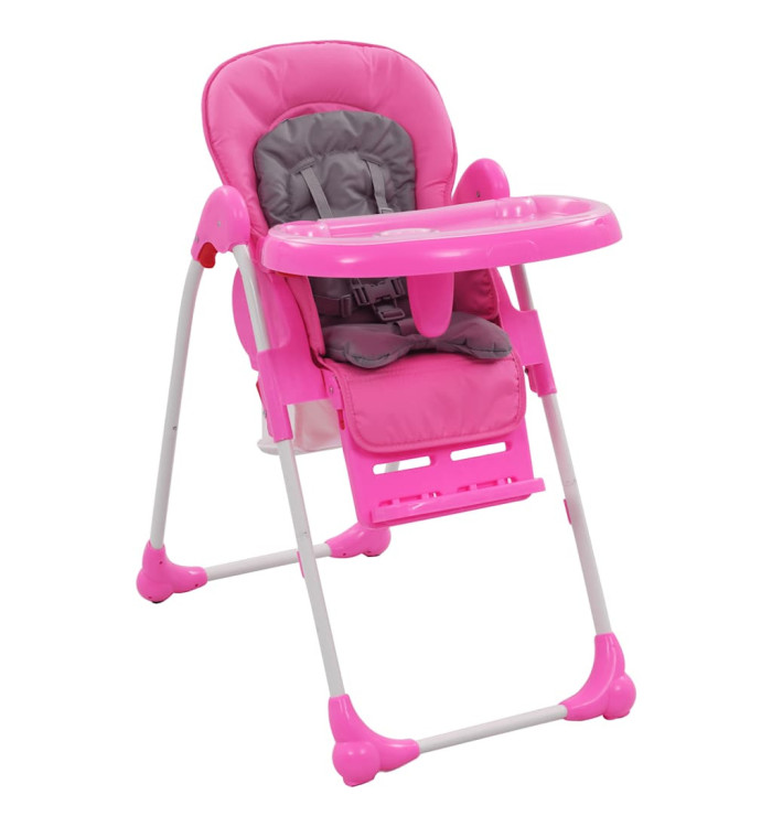 Chaise haute pour bébé Rose et gris | Mobilier & Déco