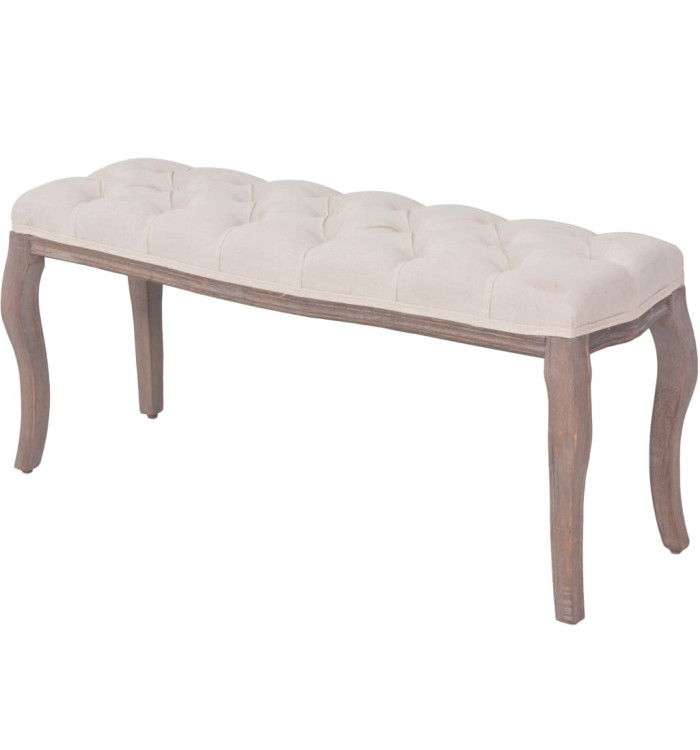 Banc Lin Bois massif 110 x 38 x 48 cm Blanc crème | Mobilier & Déco