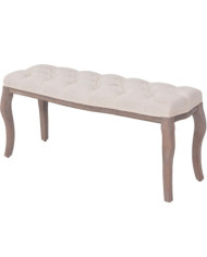 Banc Lin Bois massif 110 x 38 x 48 cm Blanc crème | Mobilier & Déco