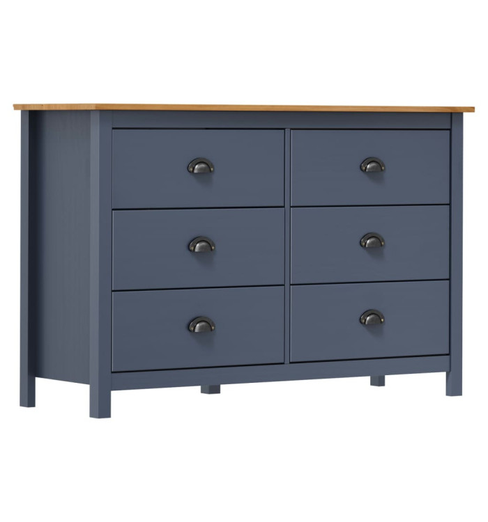 Buffet Hill Gris 125x40x80 cm Bois de pin solide | Mobilier & Déco
