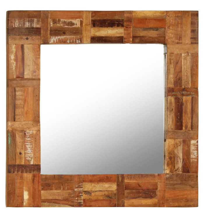 Miroir mural Bois de récupération massif 60 x 60 cm | Mobilier & Déco