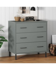Buffet avec 3 tiroirs Gris 77x40x79,5 cm Bois massif OSLO | Mobilier & Déco