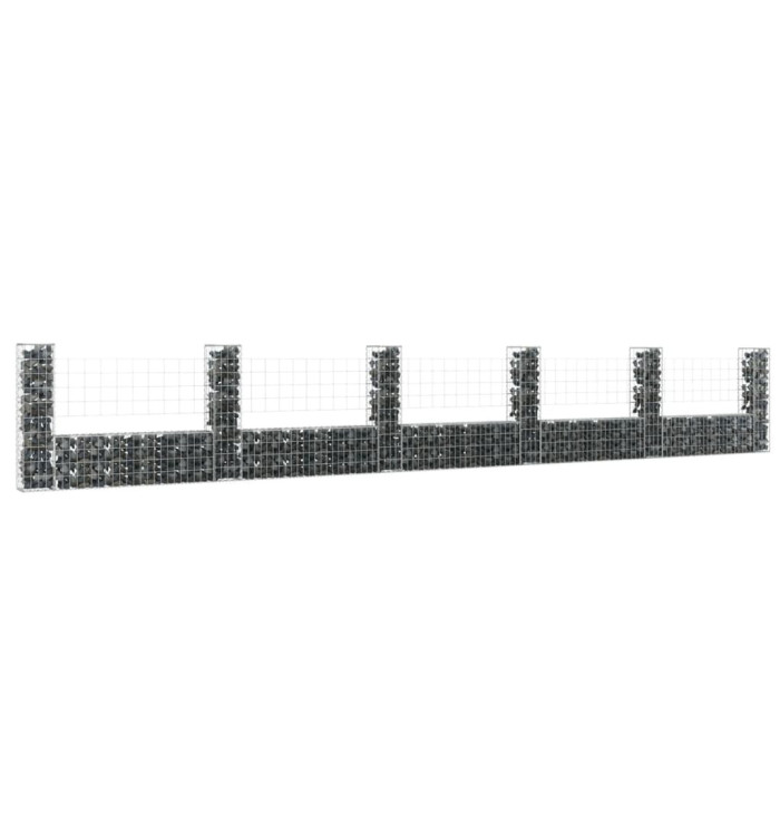 Panier de gabion en forme de U avec 6 poteaux Fer 620x20x100 cm | Mobilier & Déco