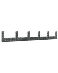 Panier de gabion en forme de U avec 6 poteaux Fer 620x20x100 cm | Mobilier & Déco