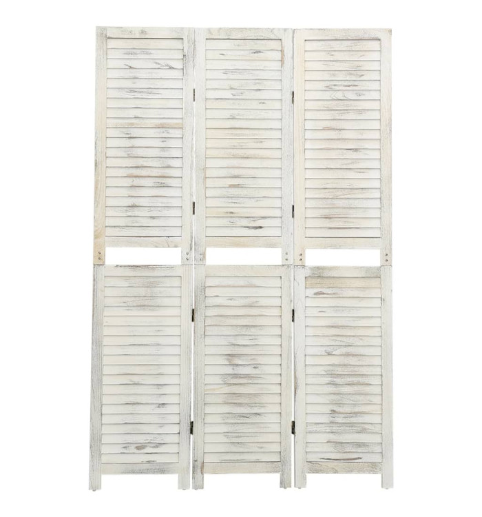 Cloison de séparation 3 panneaux Blanc antique 105x165 cm Bois | Mobilier & Déco