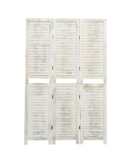 Cloison de séparation 3 panneaux Blanc antique 105x165 cm Bois | Mobilier & Déco