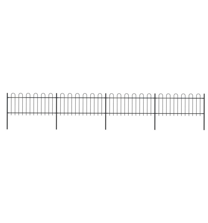 Clôture de jardin avec dessus en cerceau Acier 6,8 x 0,8 m Noir | Mobilier & Déco