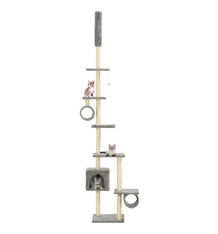Arbre à chat avec griffoirs en sisal 260 cm Gris | Mobilier & Déco