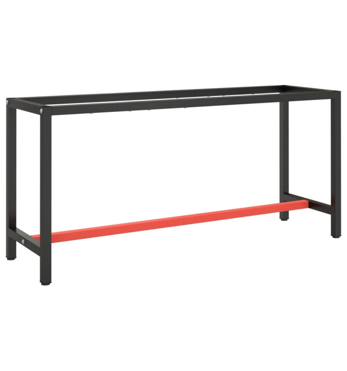 Cadre de banc de travail Noir et rouge mat 170x50x79 cm Métal | Mobilier & Déco