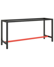 Cadre de banc de travail Noir et rouge mat 170x50x79 cm Métal | Mobilier & Déco