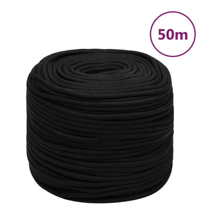 Corde de travail Noir 8 mm 50 m Polyester | Mobilier & Déco