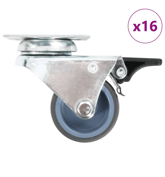 16 pcs Roulettes pivotantes doubles 50 mm | Mobilier & Déco