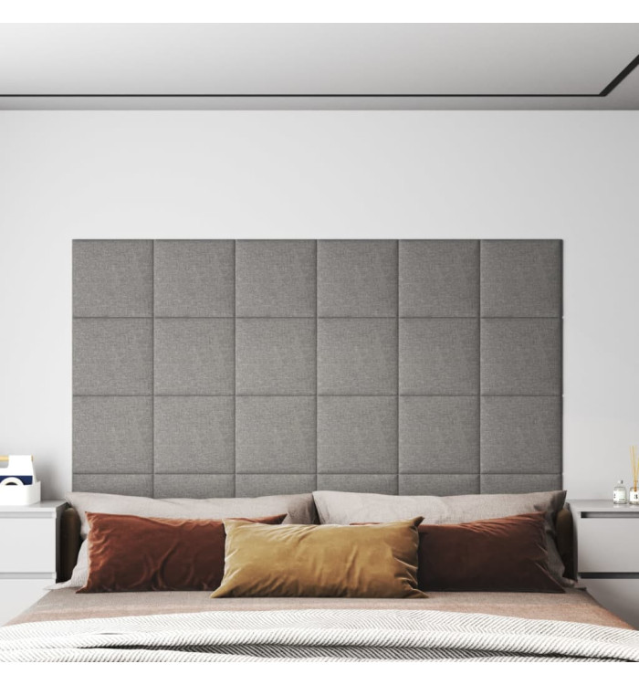 Panneaux muraux 12 pcs Gris clair 30x30 cm Tissu 1,08 m² | Mobilier & Déco