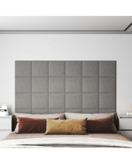 Panneaux muraux 12 pcs Gris clair 30x30 cm Tissu 1,08 m² | Mobilier & Déco