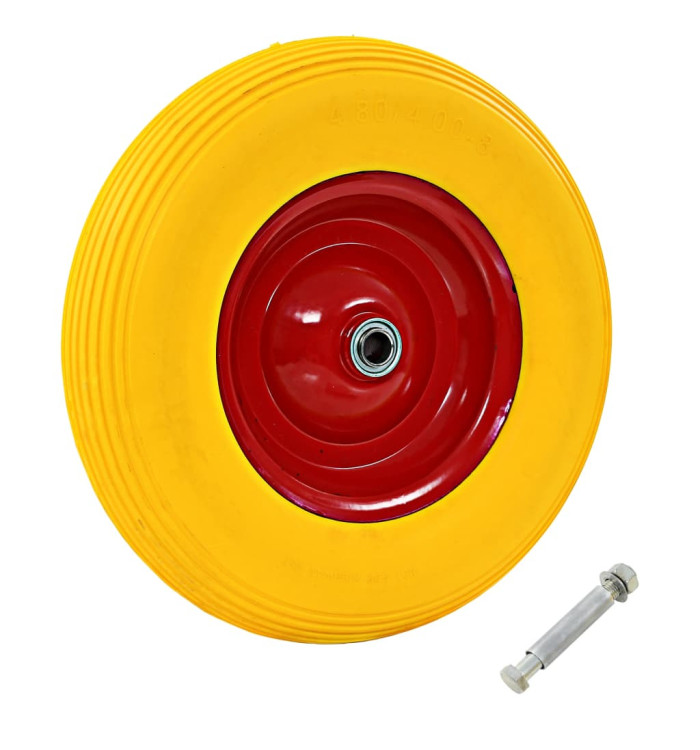 Roue pour brouette avec axe PU solide 4.00-8 390 mm | Mobilier & Déco